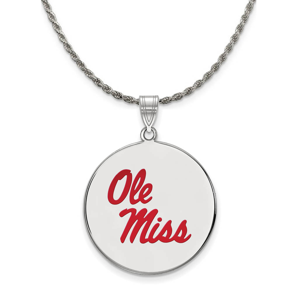 Sterling Silver U. of Mississippi Enamel Disc Necklace