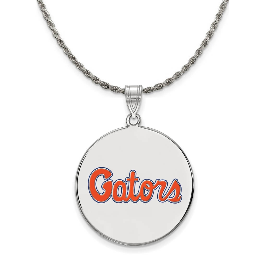 Sterling Silver U of Florida Enamel Disc Pendant Necklace