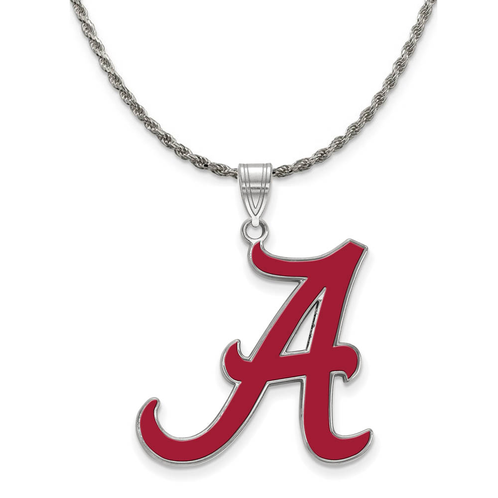 Sterling Silver U. of Alabama Enamel 'A' Pendant Necklace