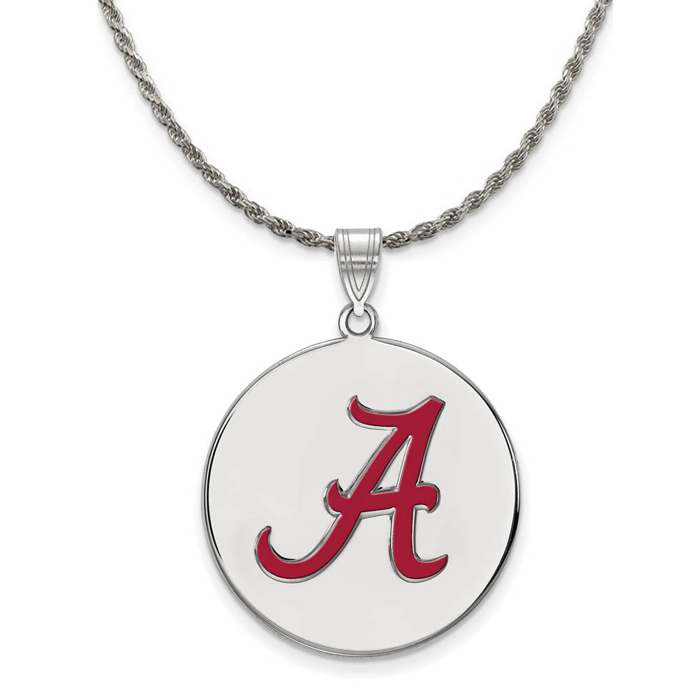 Sterling Silver U. of Alabama Enamel 'A' Disc Necklace