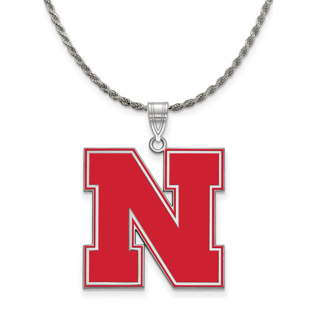 Sterling Silver U. of Nebraska Enamel 'N' Pendant Necklace