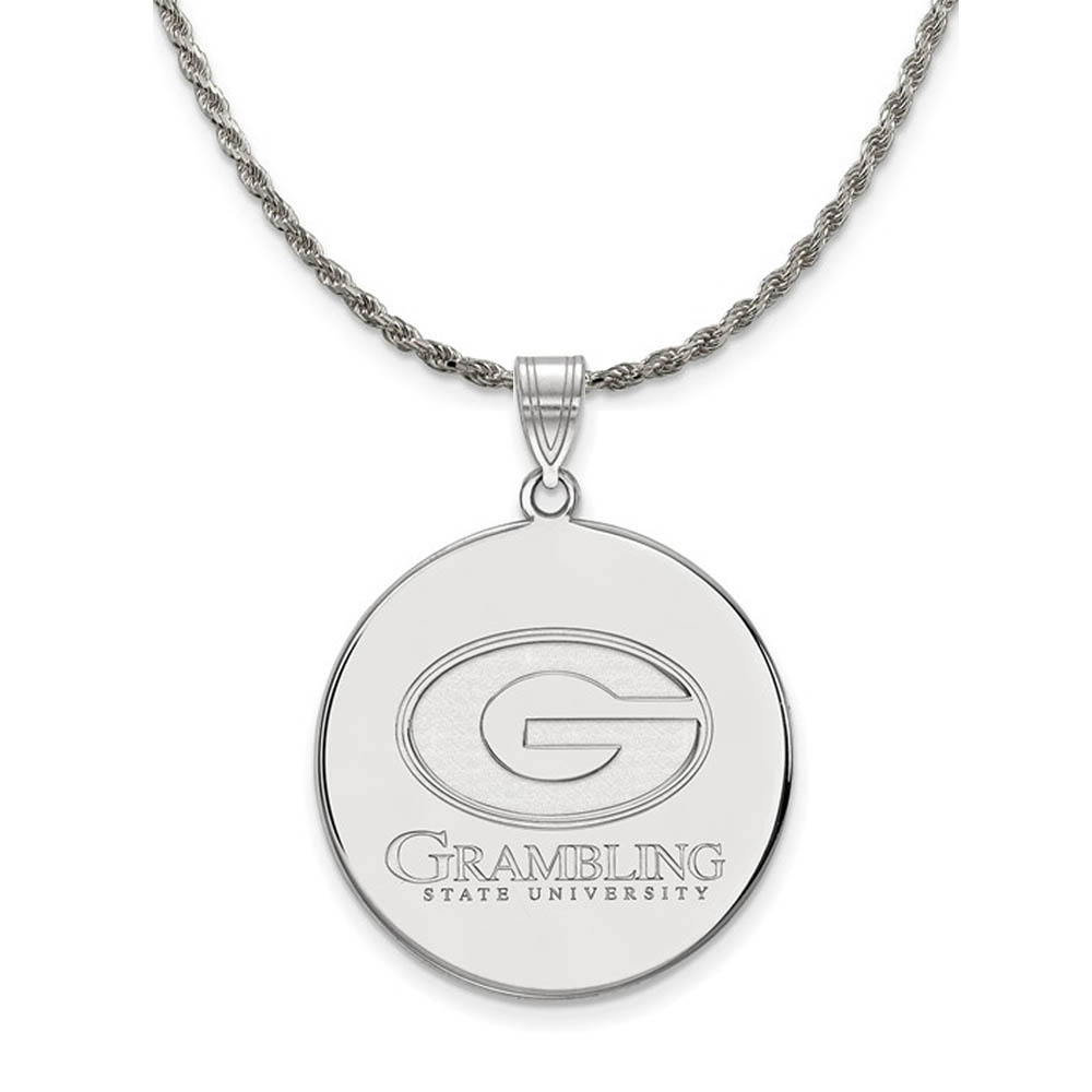 Sterling Silver Grambling State Disc Pendant Necklace