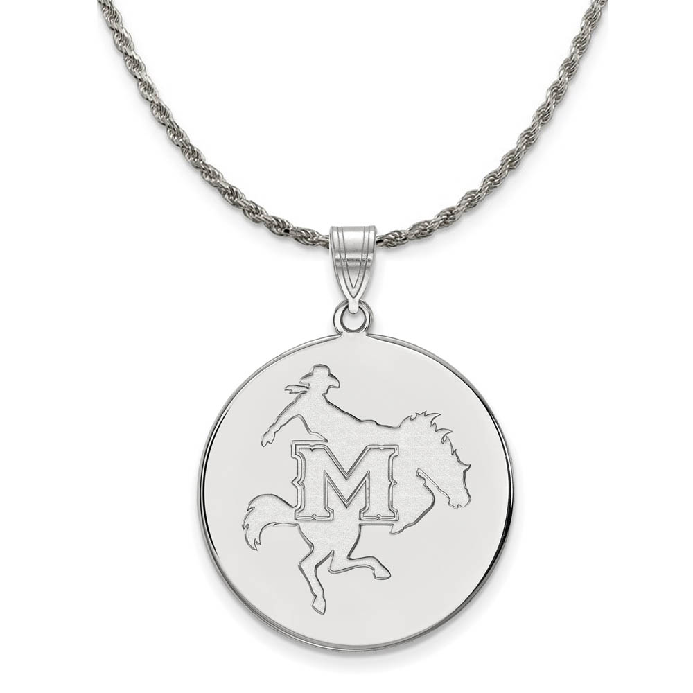Sterling Silver McNeese State Disc Pendant Necklace