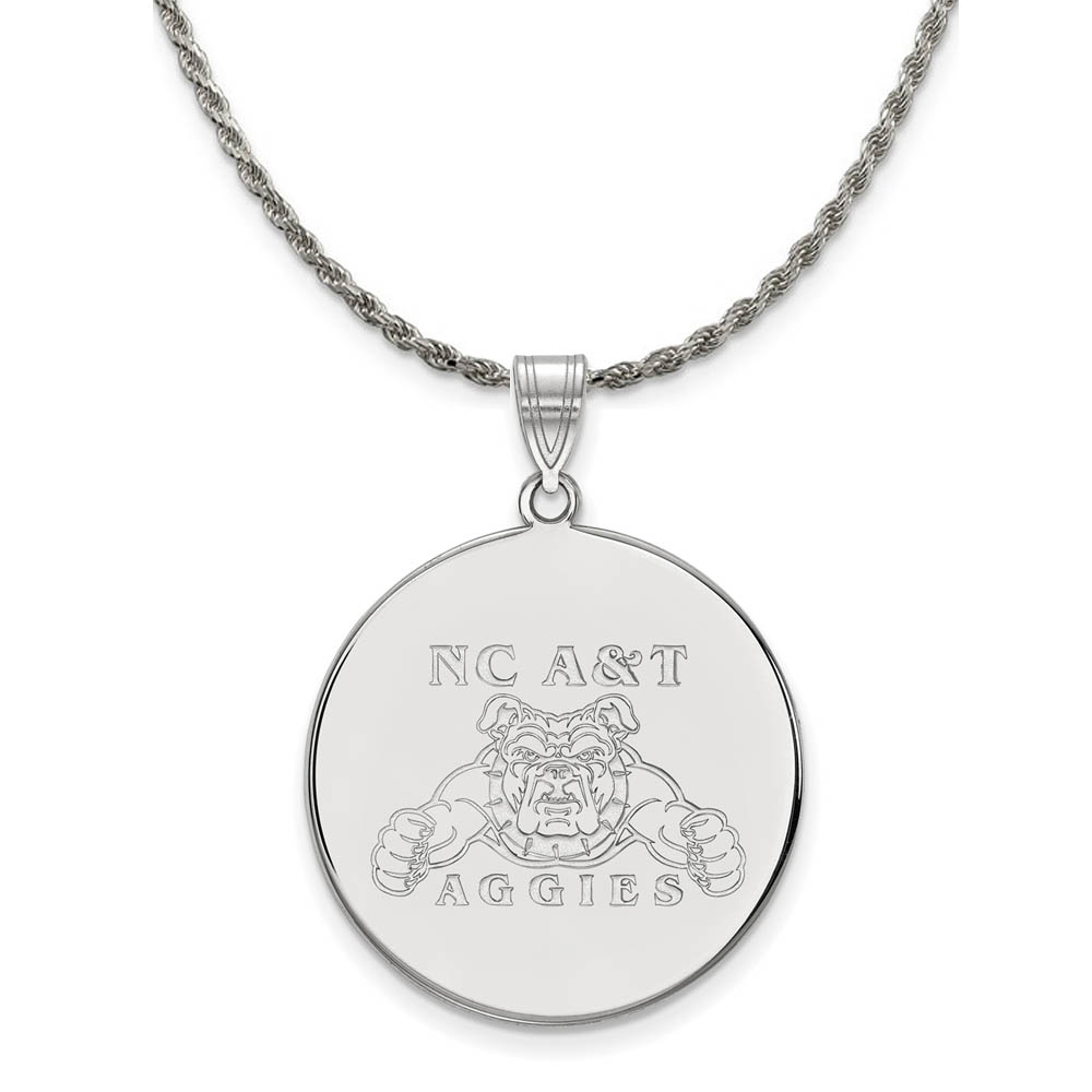 Sterling Silver North Carolina A&T Disc Pendant Necklace