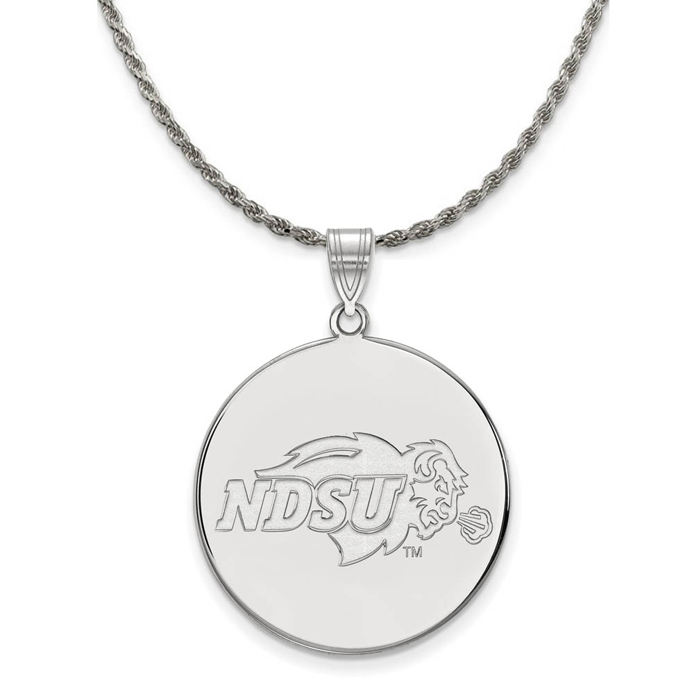 Sterling Silver North Dakota State Disc Pendant Necklace