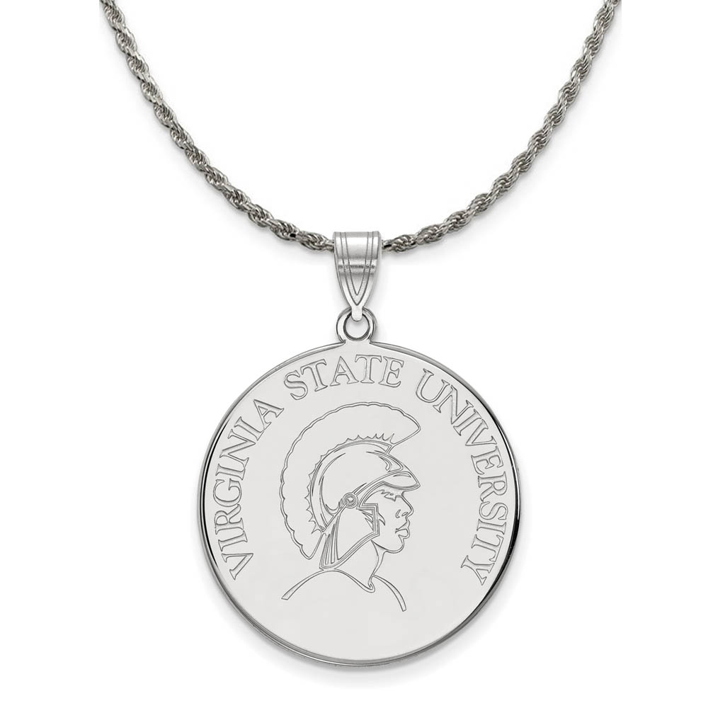 Sterling Silver Virginia State Disc Pendant Necklace