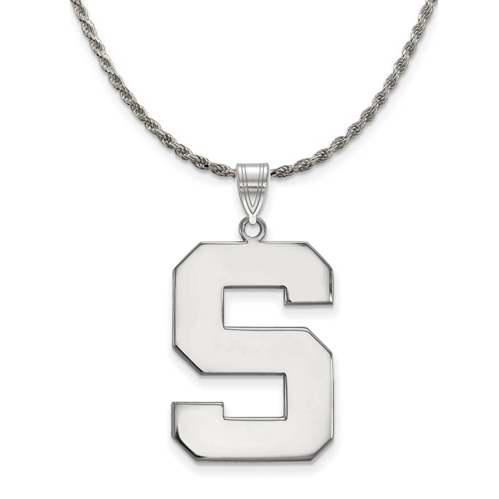 Sterling Silver Michigan State Initial Necklace
