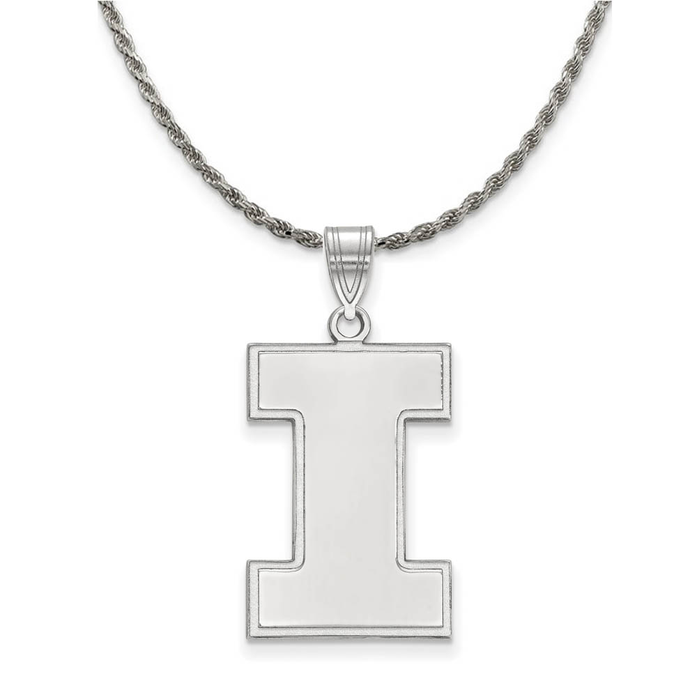 Sterling Silver U. of Illinois Initial I Pendant Necklace
