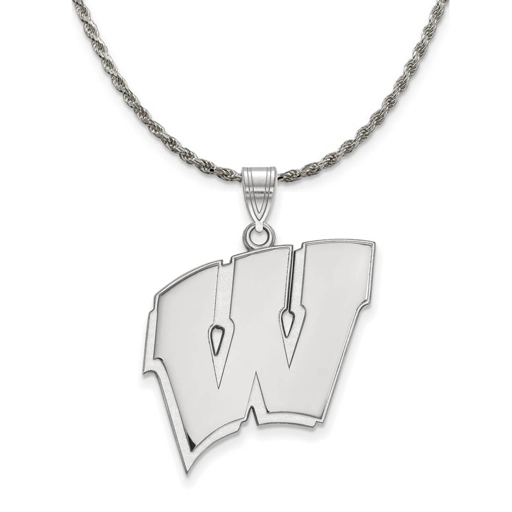 Sterling Silver U. of Wisconsin Initial W Necklace