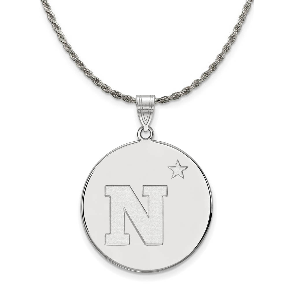 Sterling Silver U.S. Navy Disc Pendant Necklace