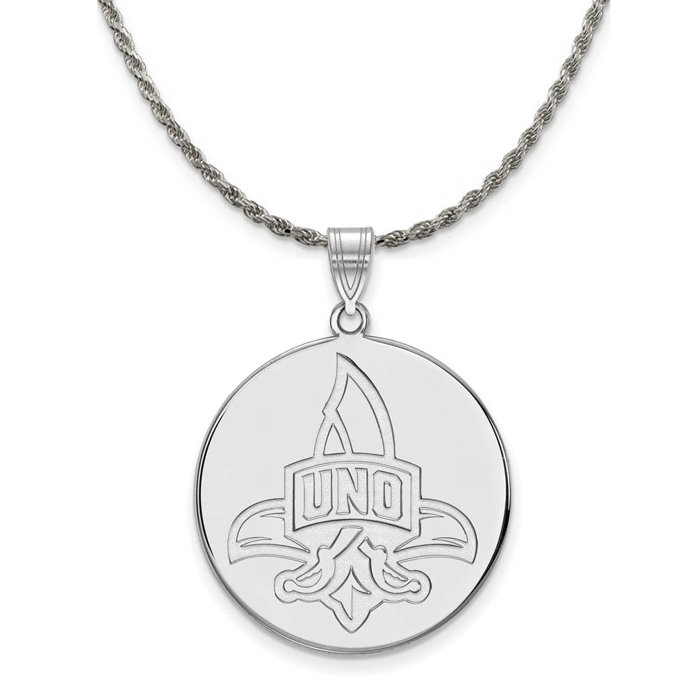 Sterling Silver U. of New Orleans Disc Logo Necklace