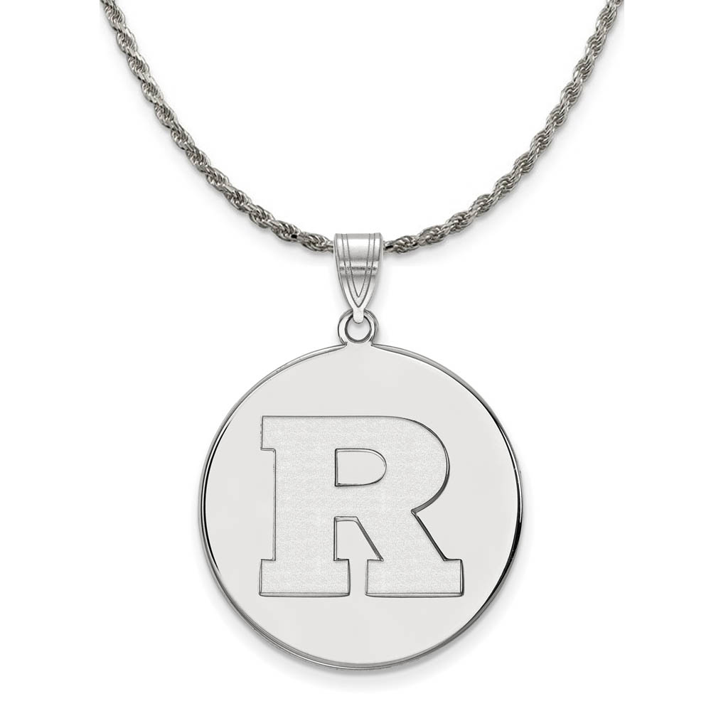 Sterling Silver Rutgers Initial R Disc Necklace