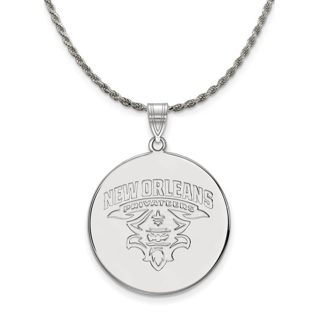 Sterling Silver U. of New Orleans Disc Pendant Necklace