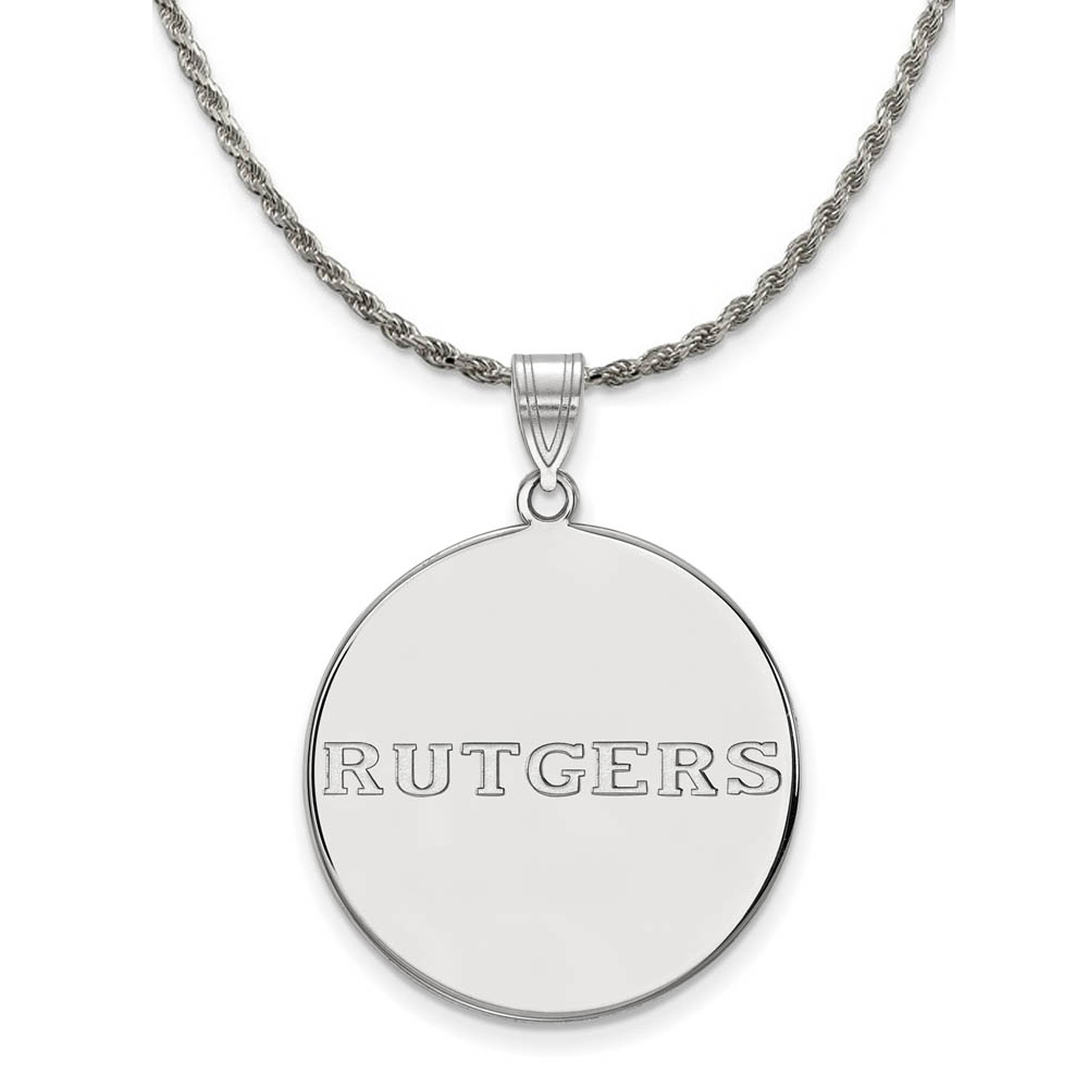 Sterling Silver Rutgers Disc Pendant Necklace