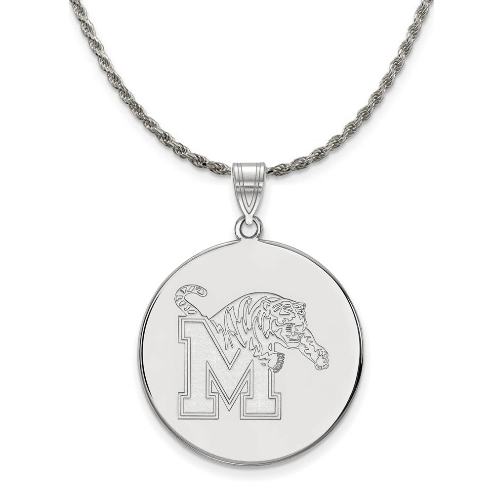 Sterling Silver U. of Memphis Tiger Disc Necklace