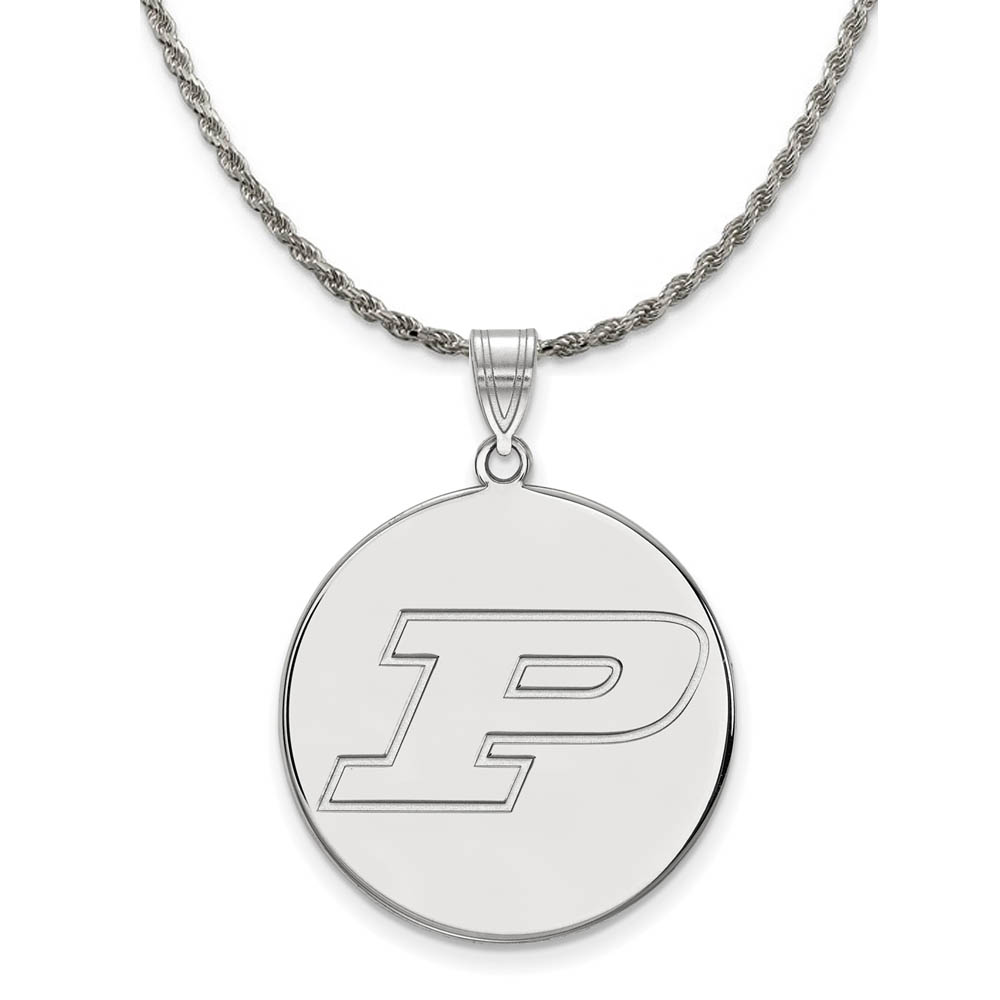Sterling Silver Purdue Initial P Disc Necklace
