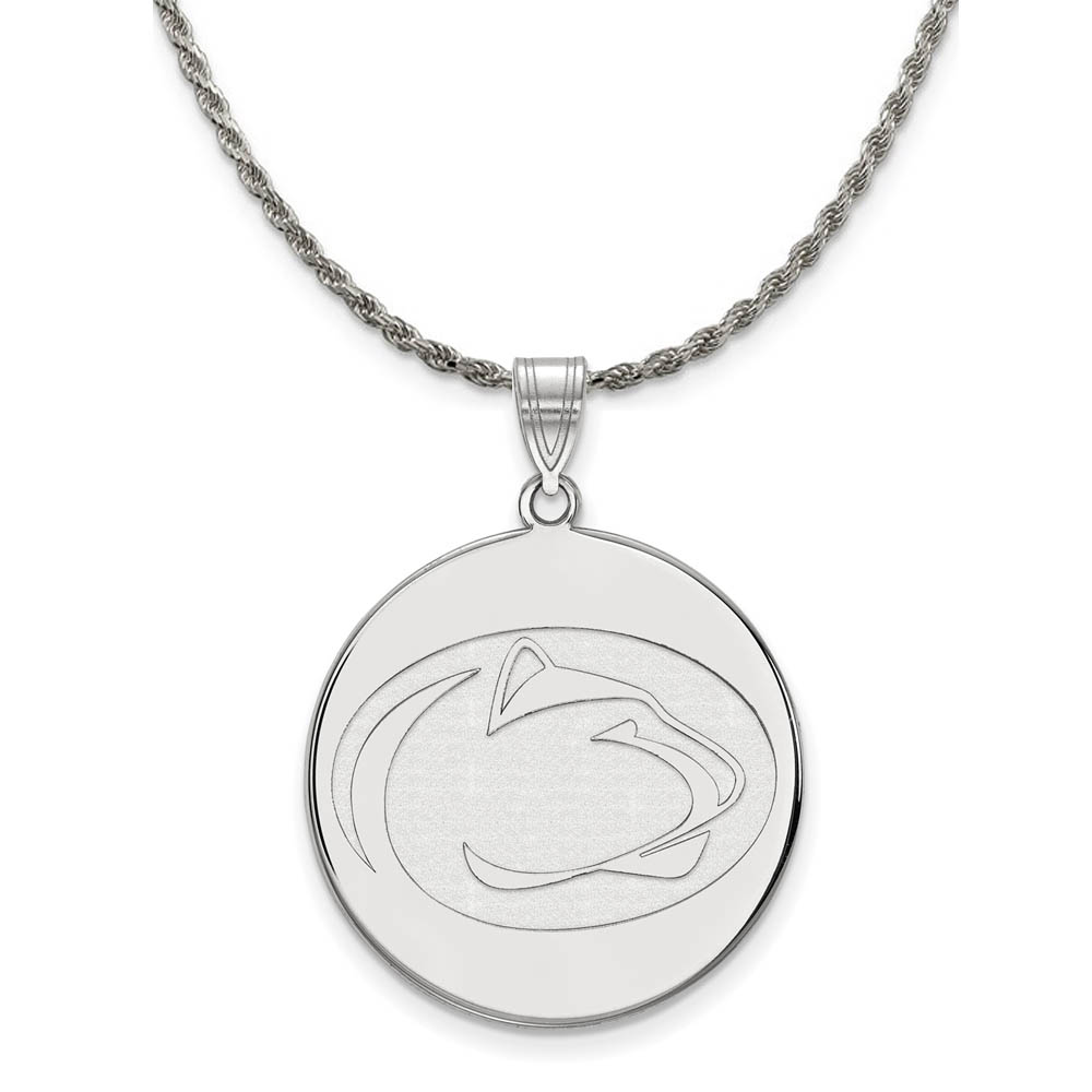Sterling Silver Penn State Logo Disc Pendant Necklace