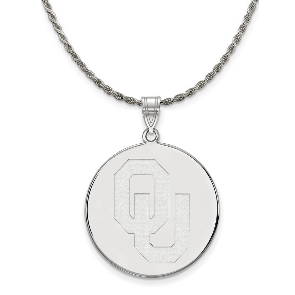 Sterling Silver U. of Oklahoma Logo Disc Necklace