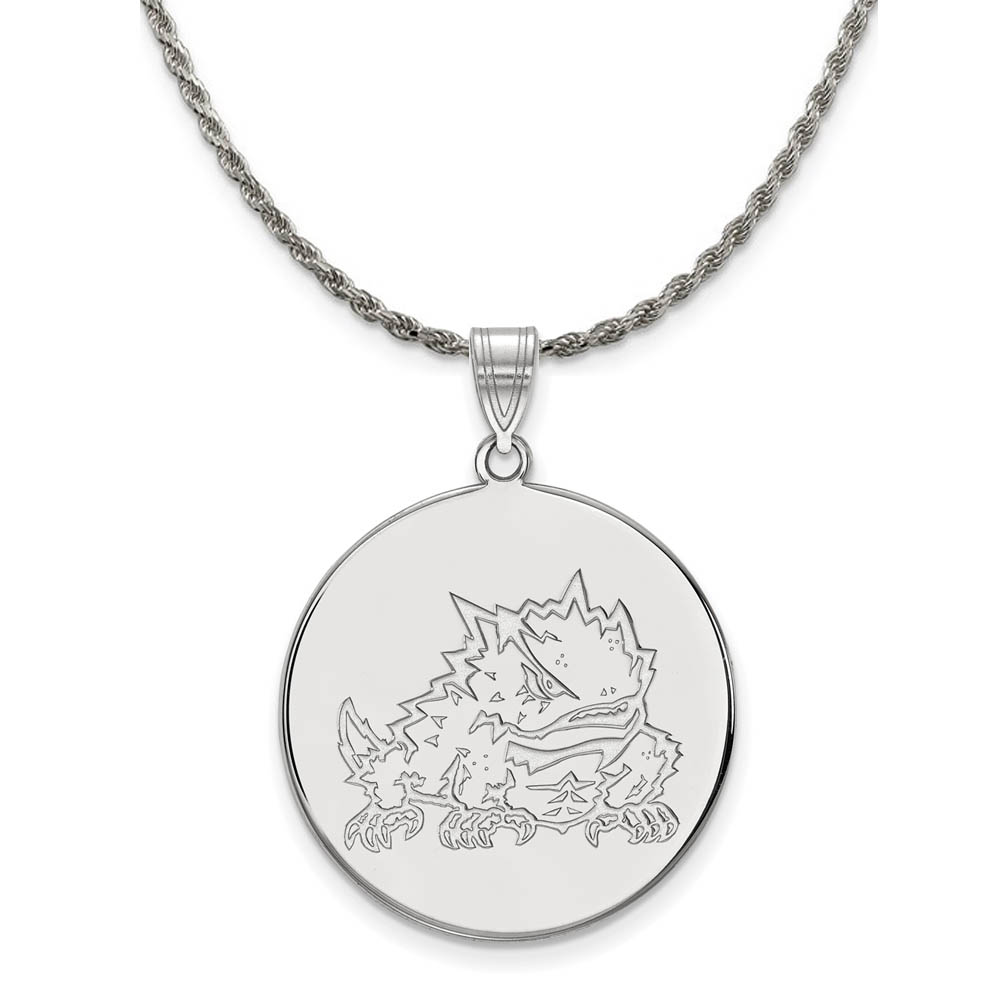 Sterling Silver Texas Christian U. Disc Pendant Necklace