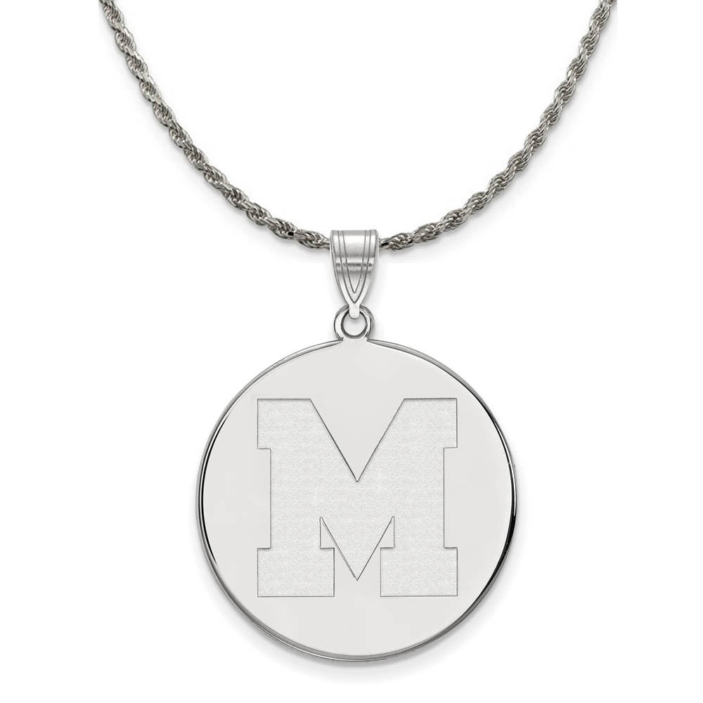 Sterling Silver U. of Memphis Initial Disc Necklace
