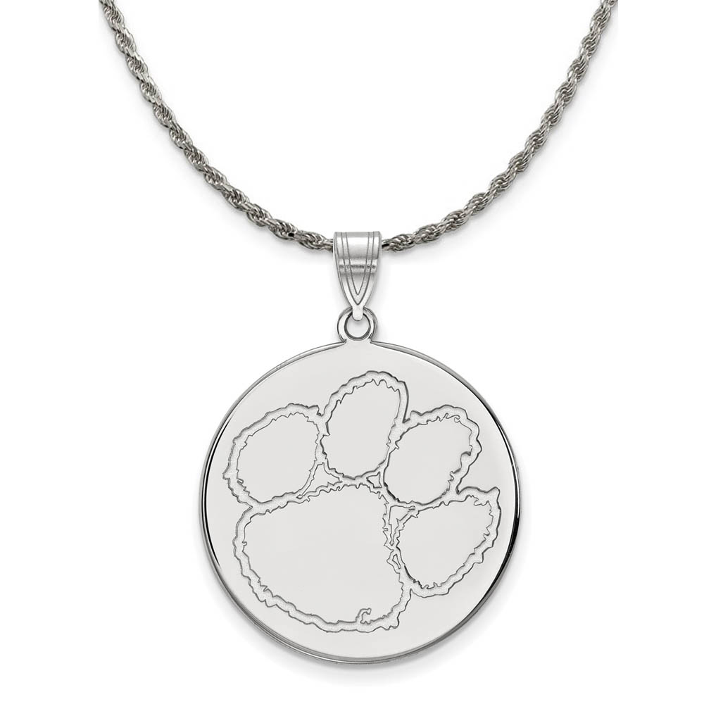 Sterling Silver Clemson U Disc Pendant Necklace