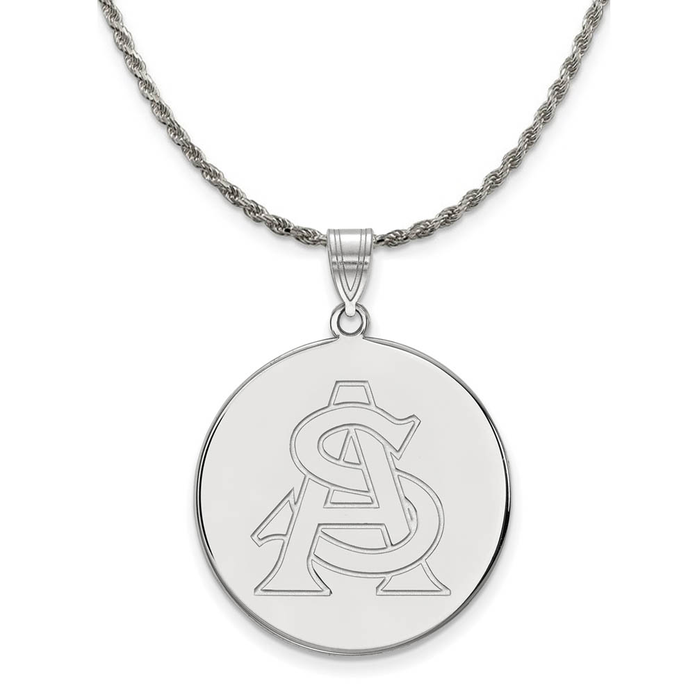 Sterling Silver Arizona State Disc Pendant Necklace