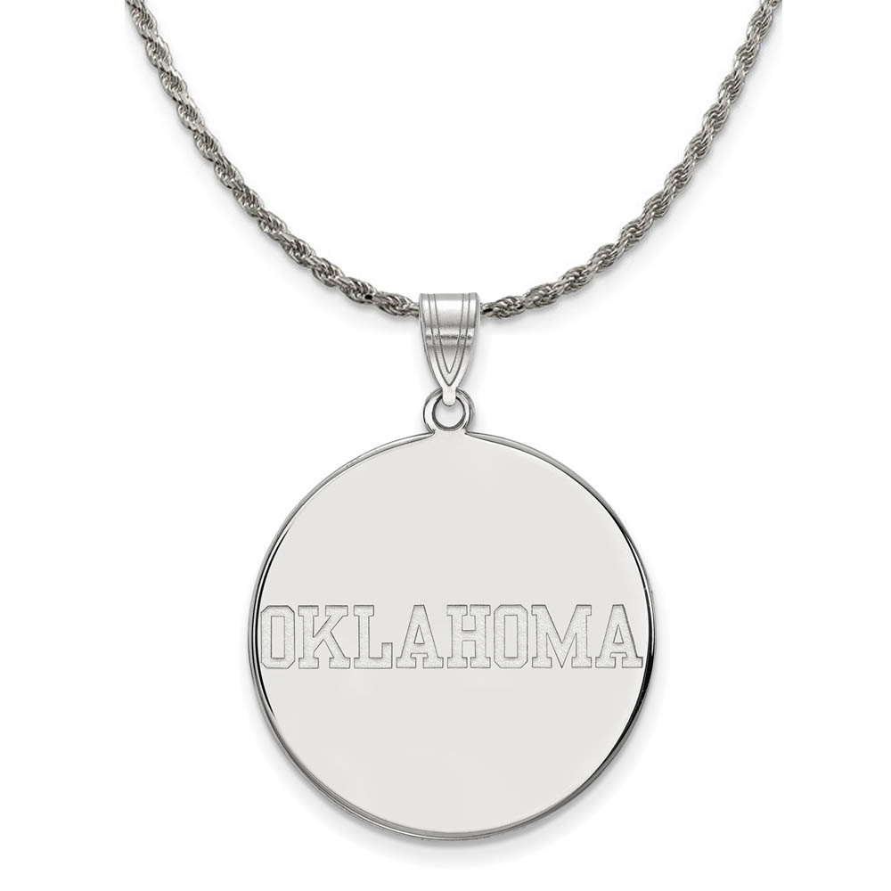 Sterling Silver U. of Oklahoma Disc Pendant Necklace