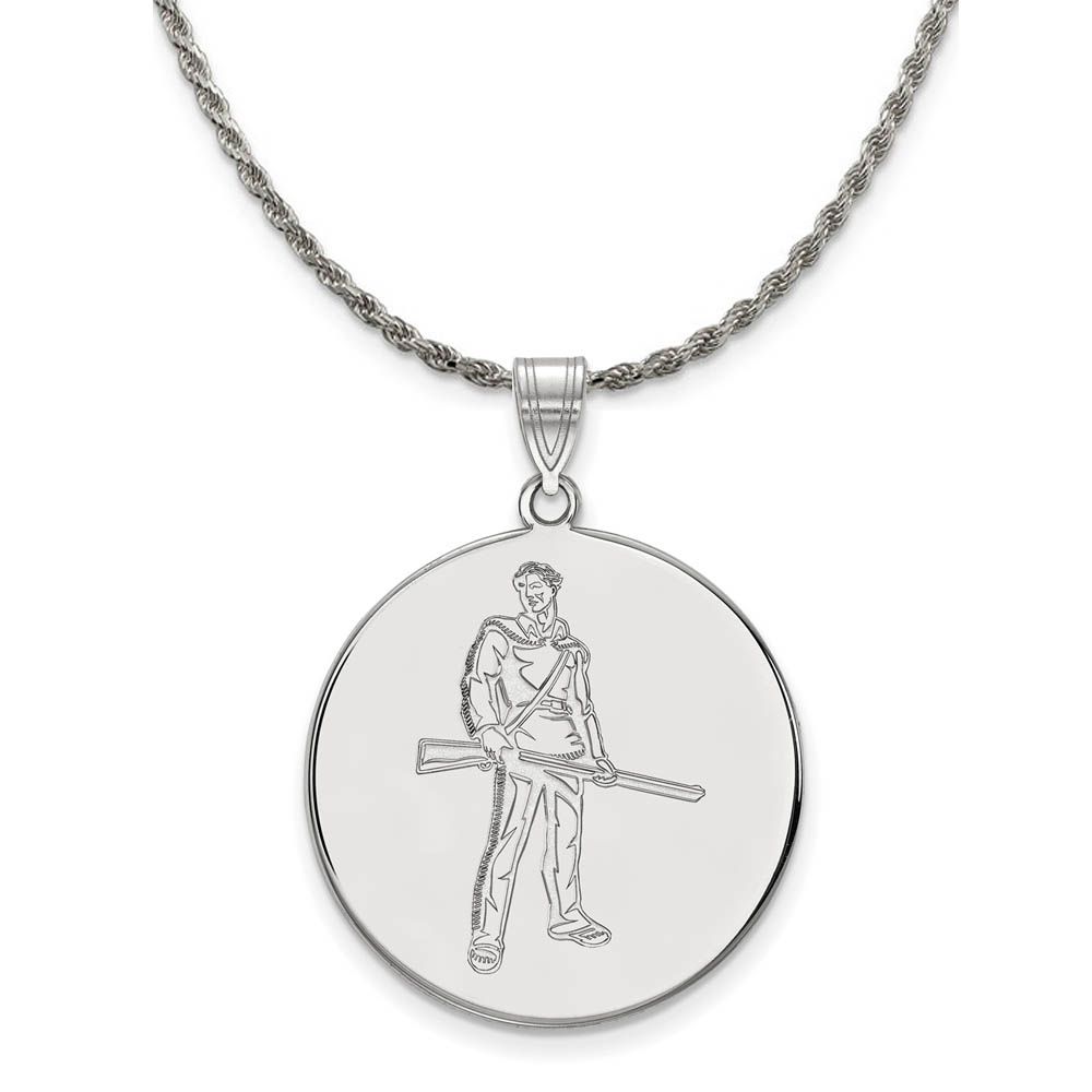 Sterling Silver West Virginia U. Disc Pendant Necklace