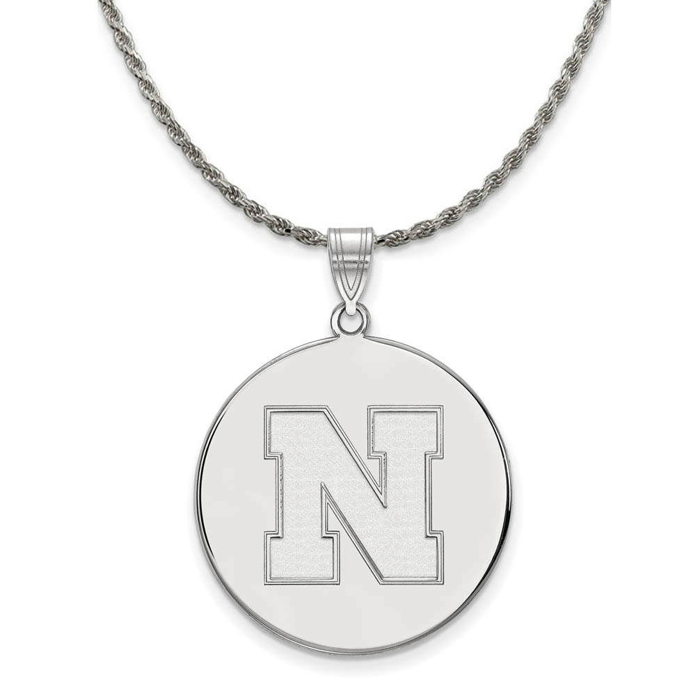 Sterling Silver U. of Nebraska Initial N Disc Necklace