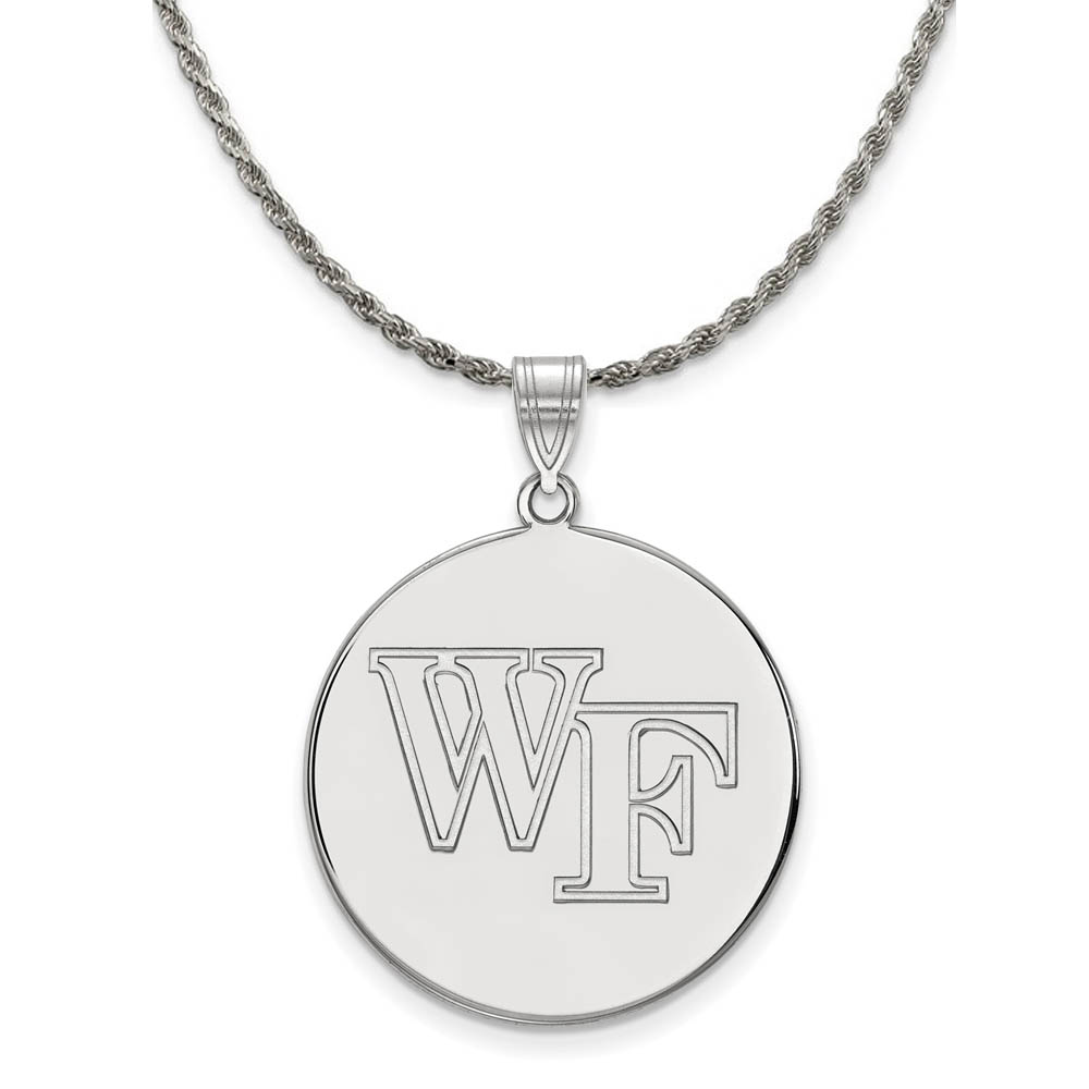 Sterling Silver Wake Forest U. Logo Disc Necklace
