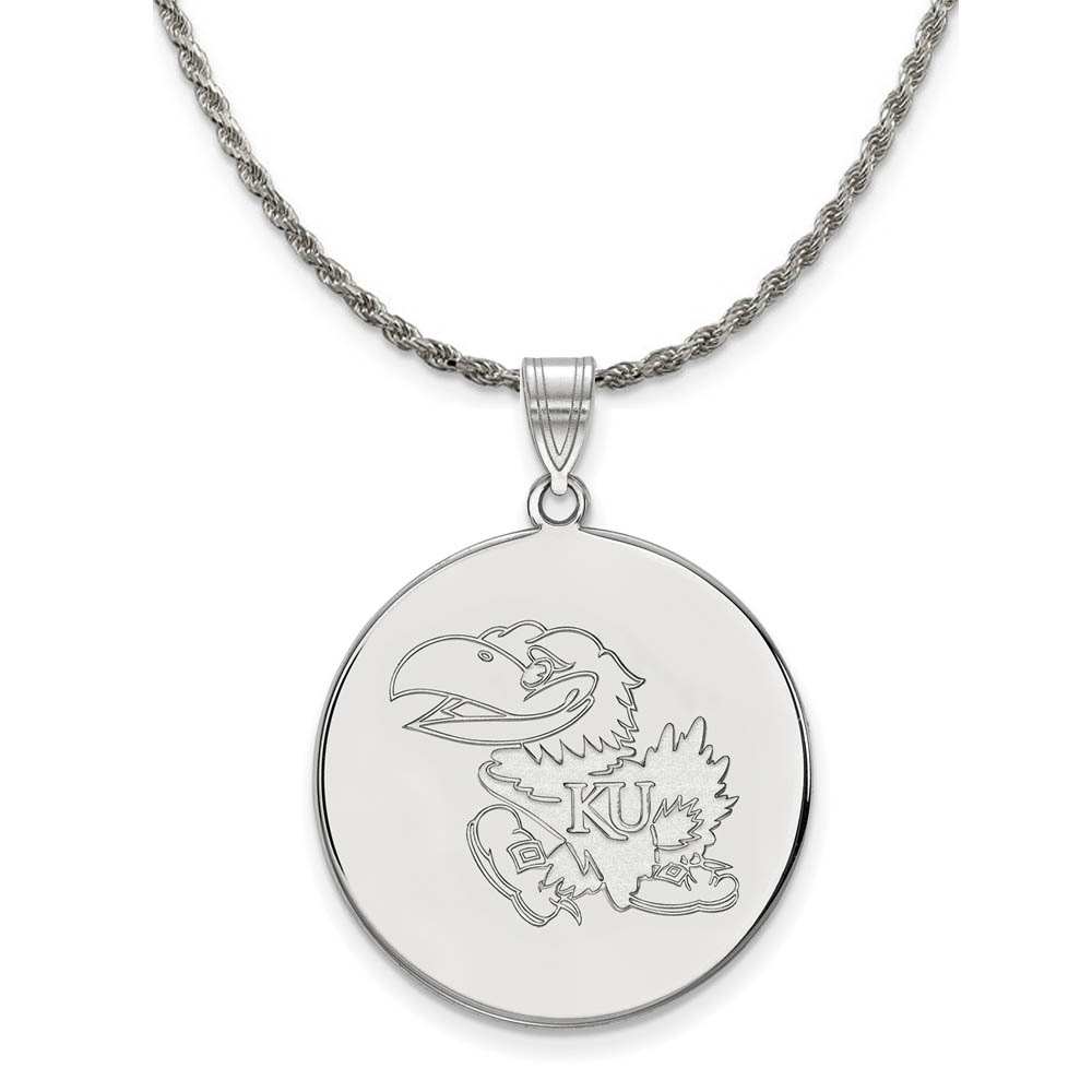Sterling Silver U. of Kansas Disc Pendant Necklace