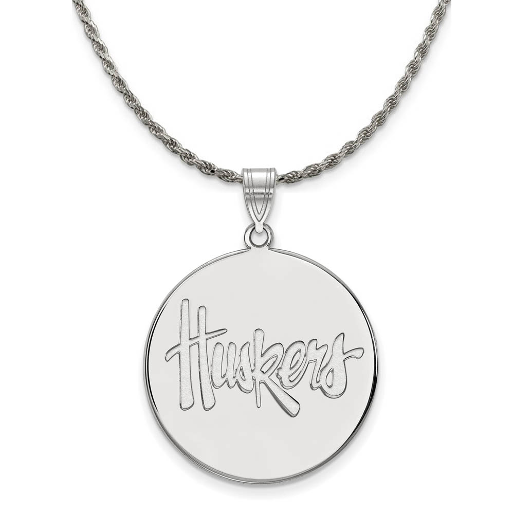 Sterling Silver U. of Nebraska Huskers Disc Necklace