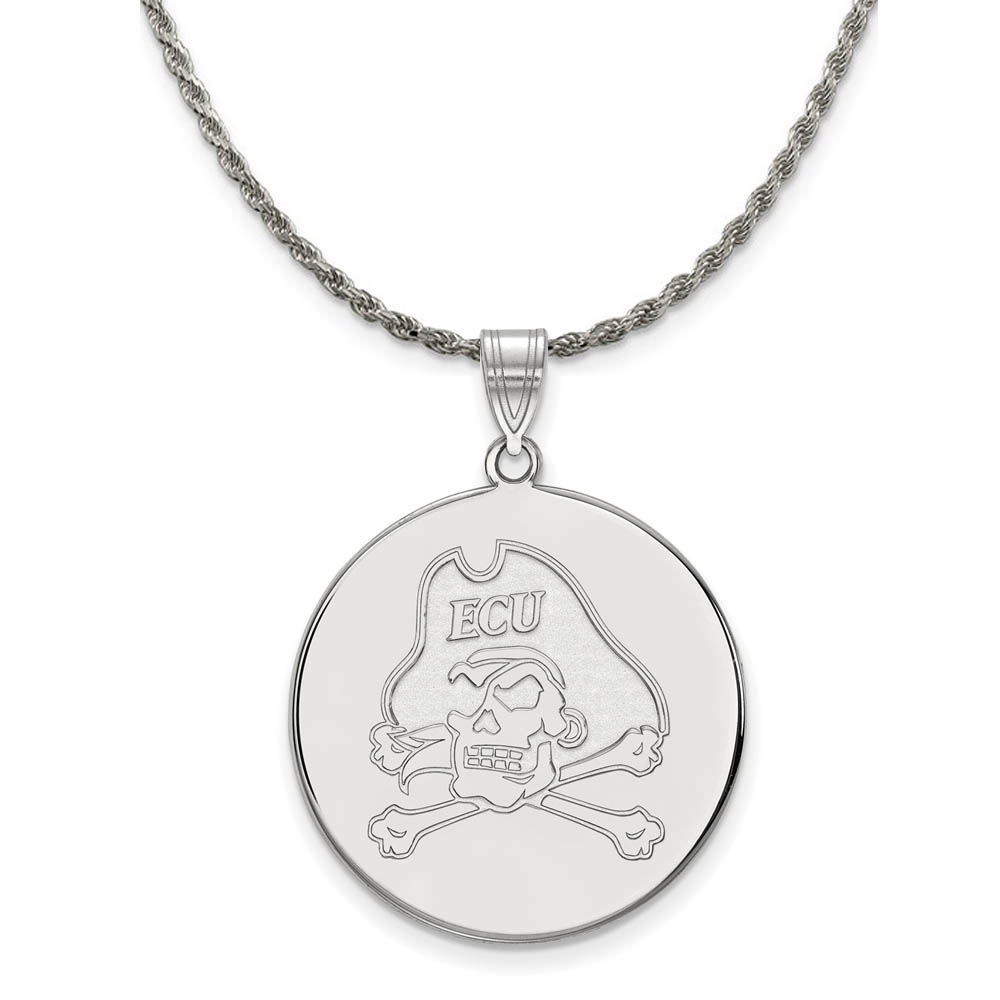Sterling Silver East Carolina U Disc Pendant Necklace
