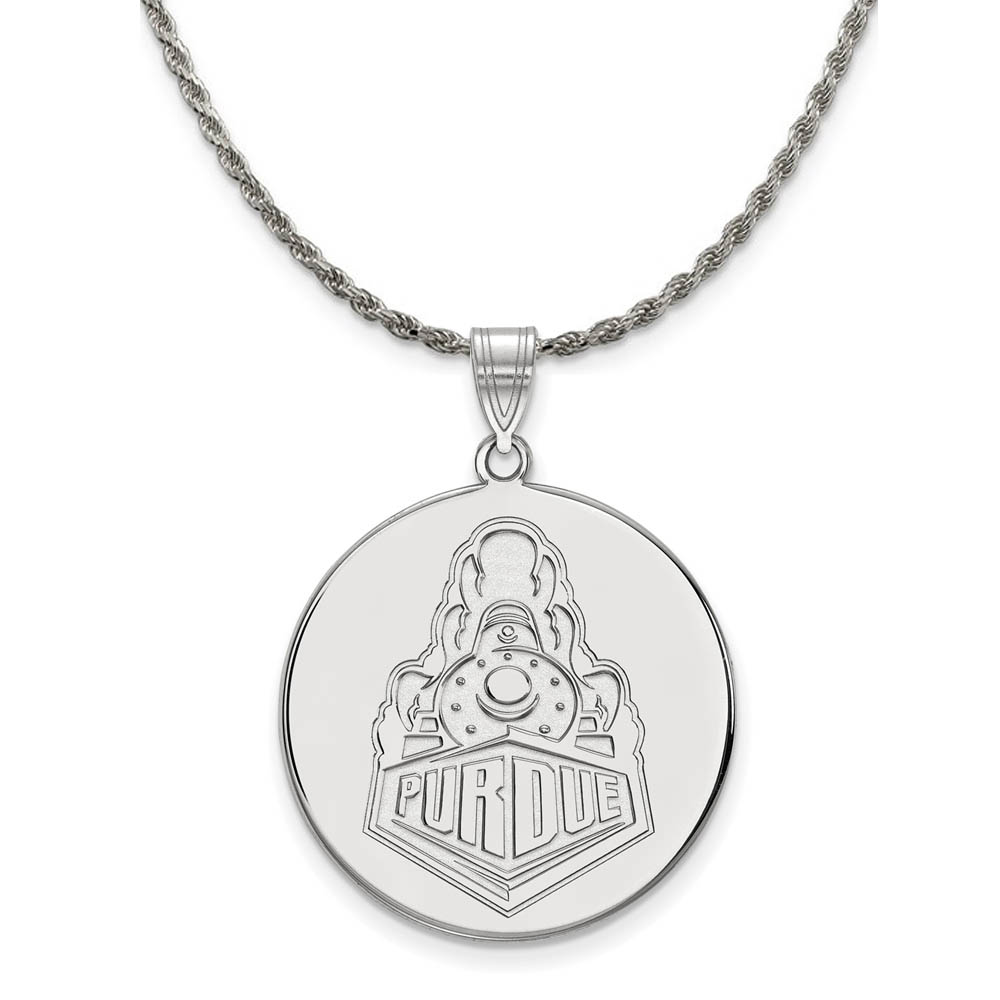 Sterling Silver Purdue Logo Disc Necklace