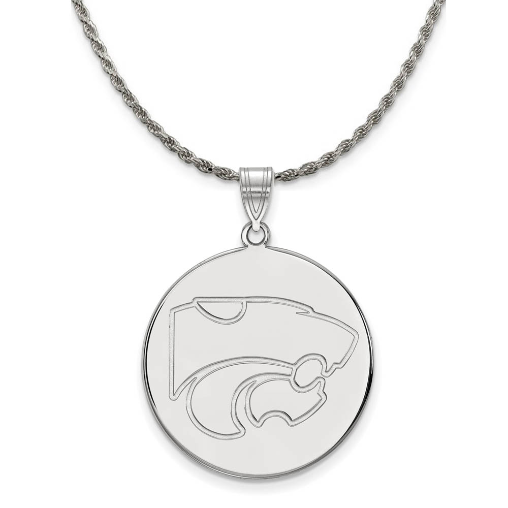 Sterling Silver Kansas State Logo Disc Necklace