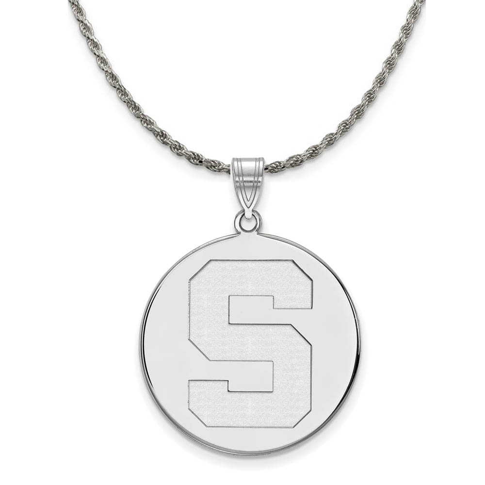 Sterling Silver Michigan State Initial Disc Necklace