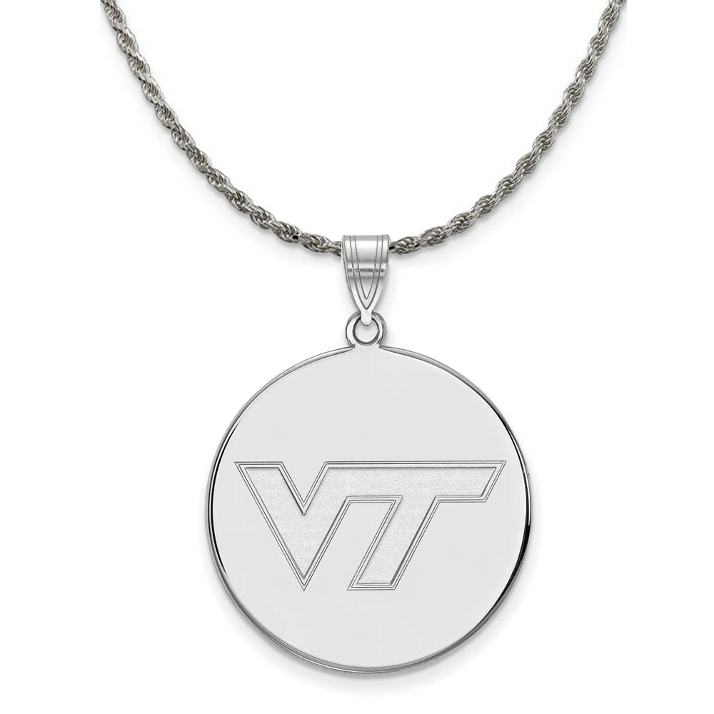 Sterling Silver Virginia Tech Logo Disc Necklace