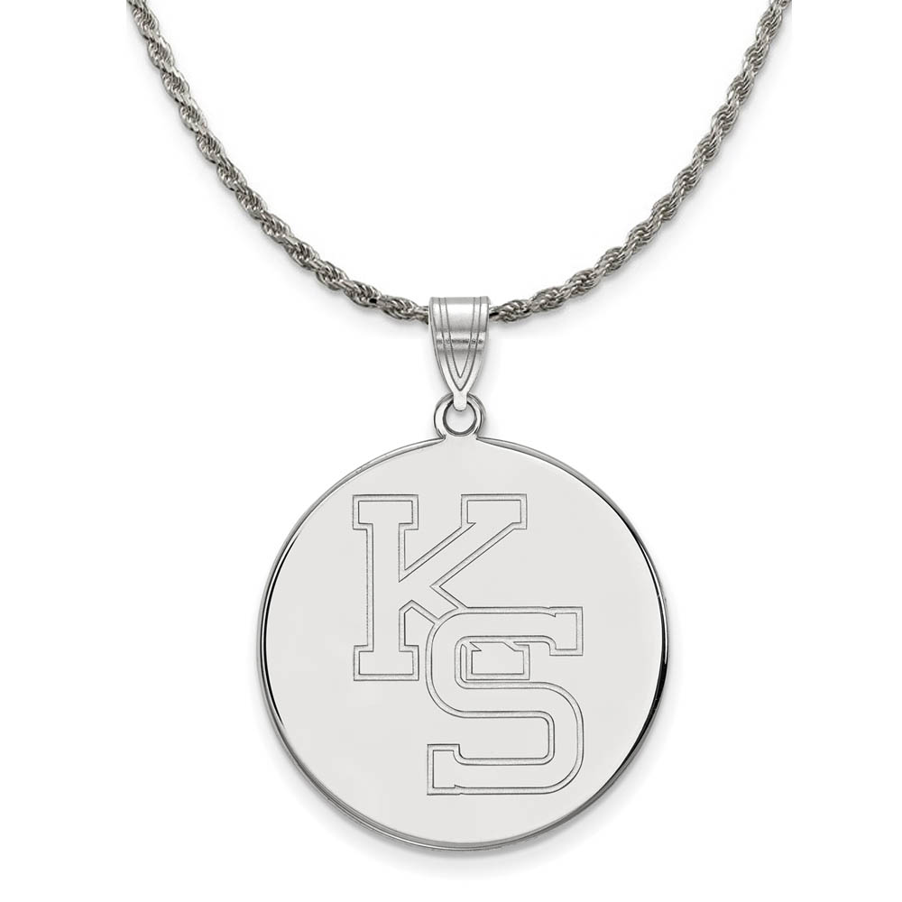 Sterling Silver Kansas State Disc Pendant Necklace