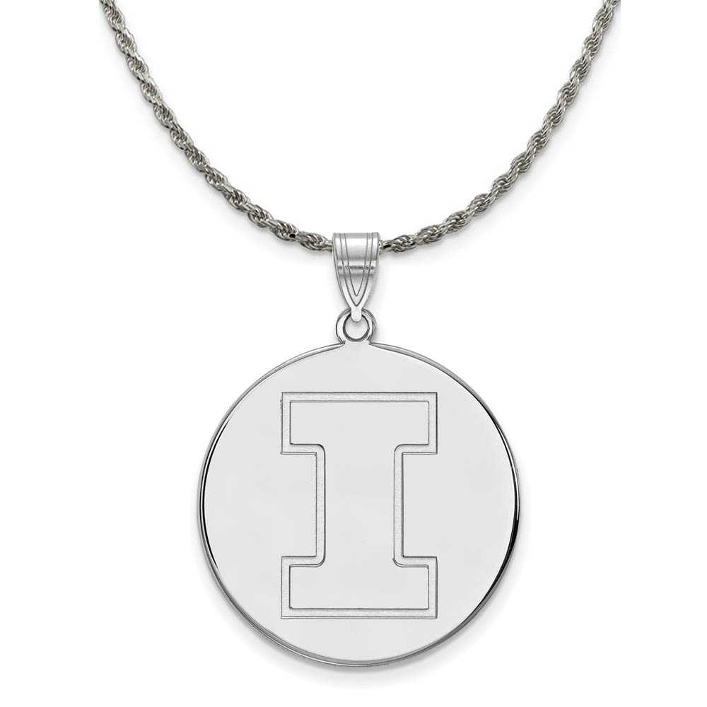 Sterling Silver U. of Illinois Initial I Disc Necklace