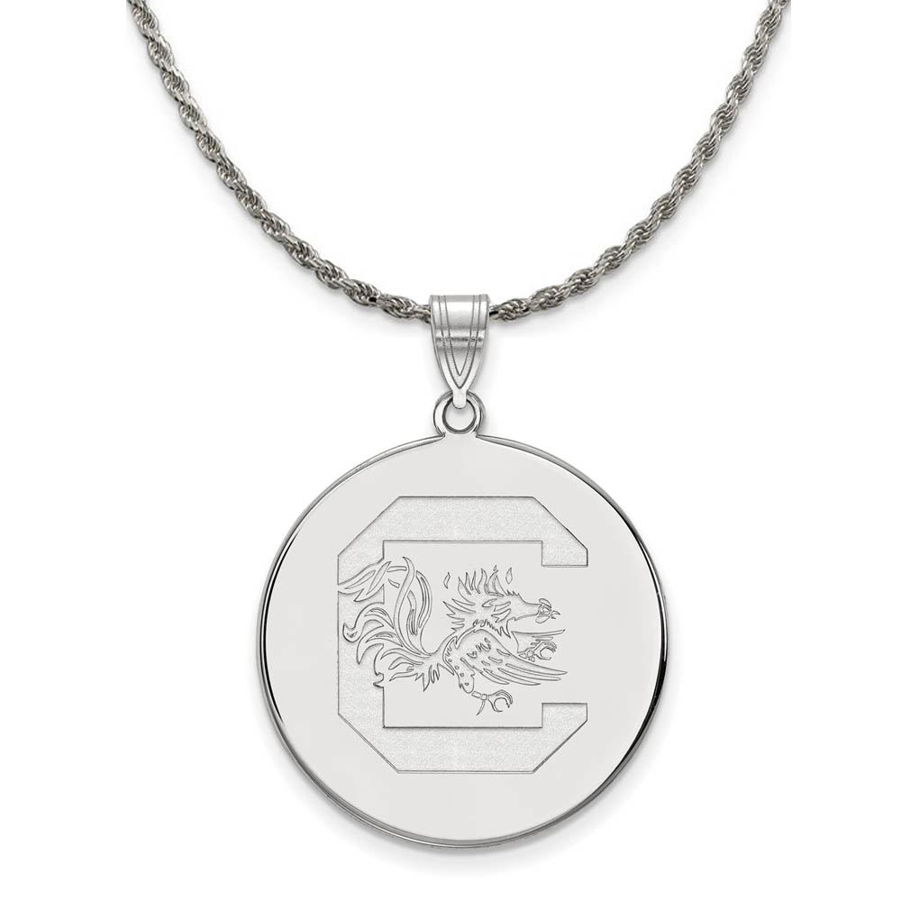 Sterling Silver South Carolina Disc Pendant Necklace