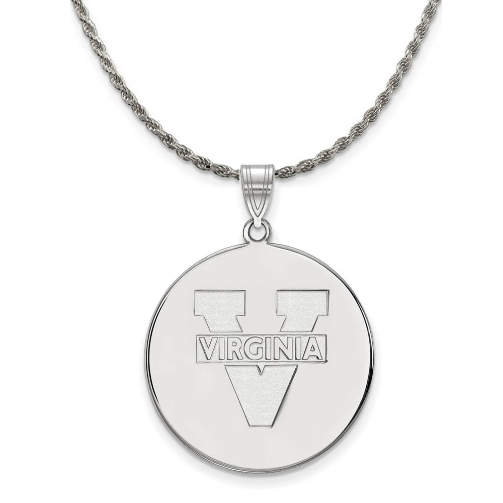 Sterling Silver U. of Virginia 'V' Logo Disc Necklace