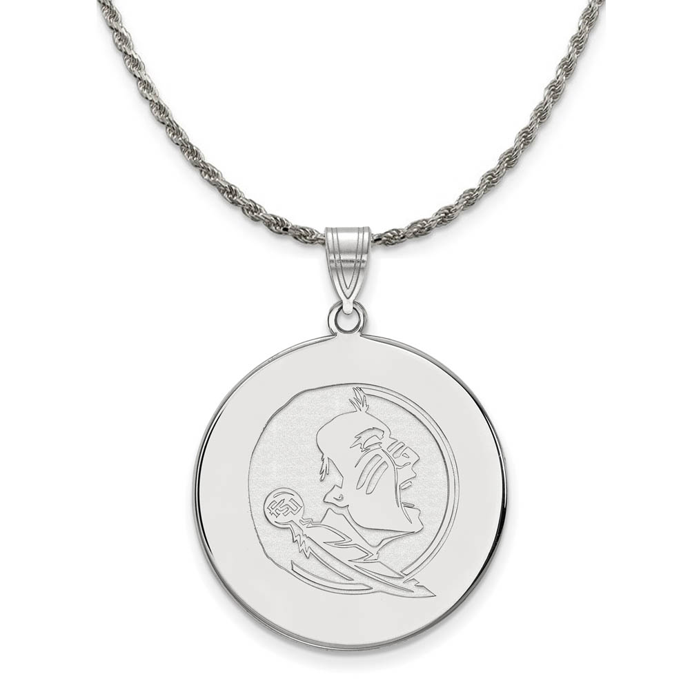Sterling Silver Florida State Disc Pendant Necklace