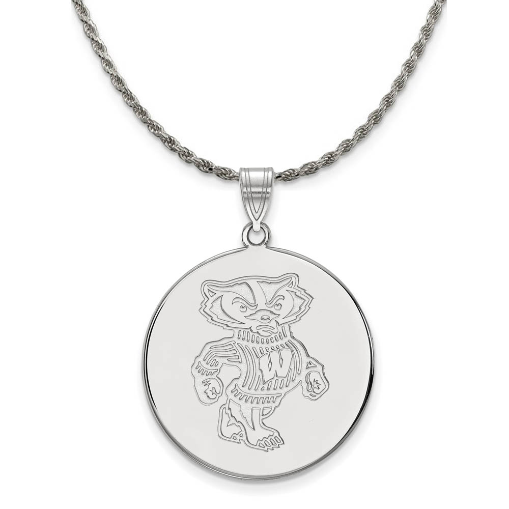 Sterling Silver U. of Wisconsin Logo Disc Necklace