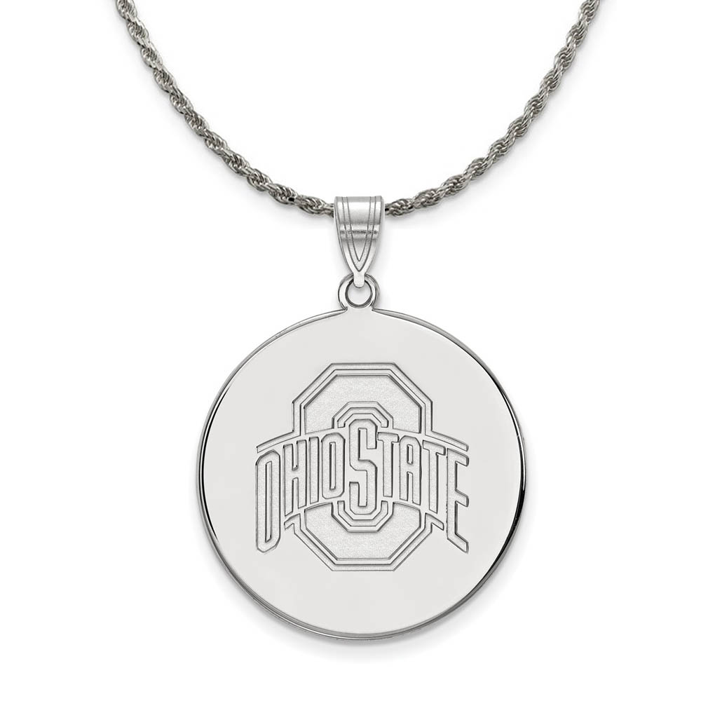 Sterling Silver Ohio State Logo Disc Necklace
