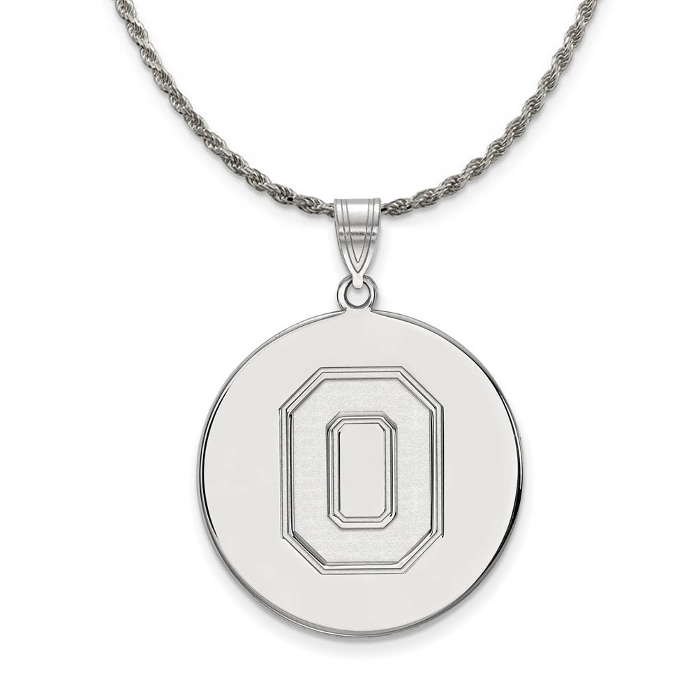 Sterling Silver Ohio State Disc Pendant Necklace