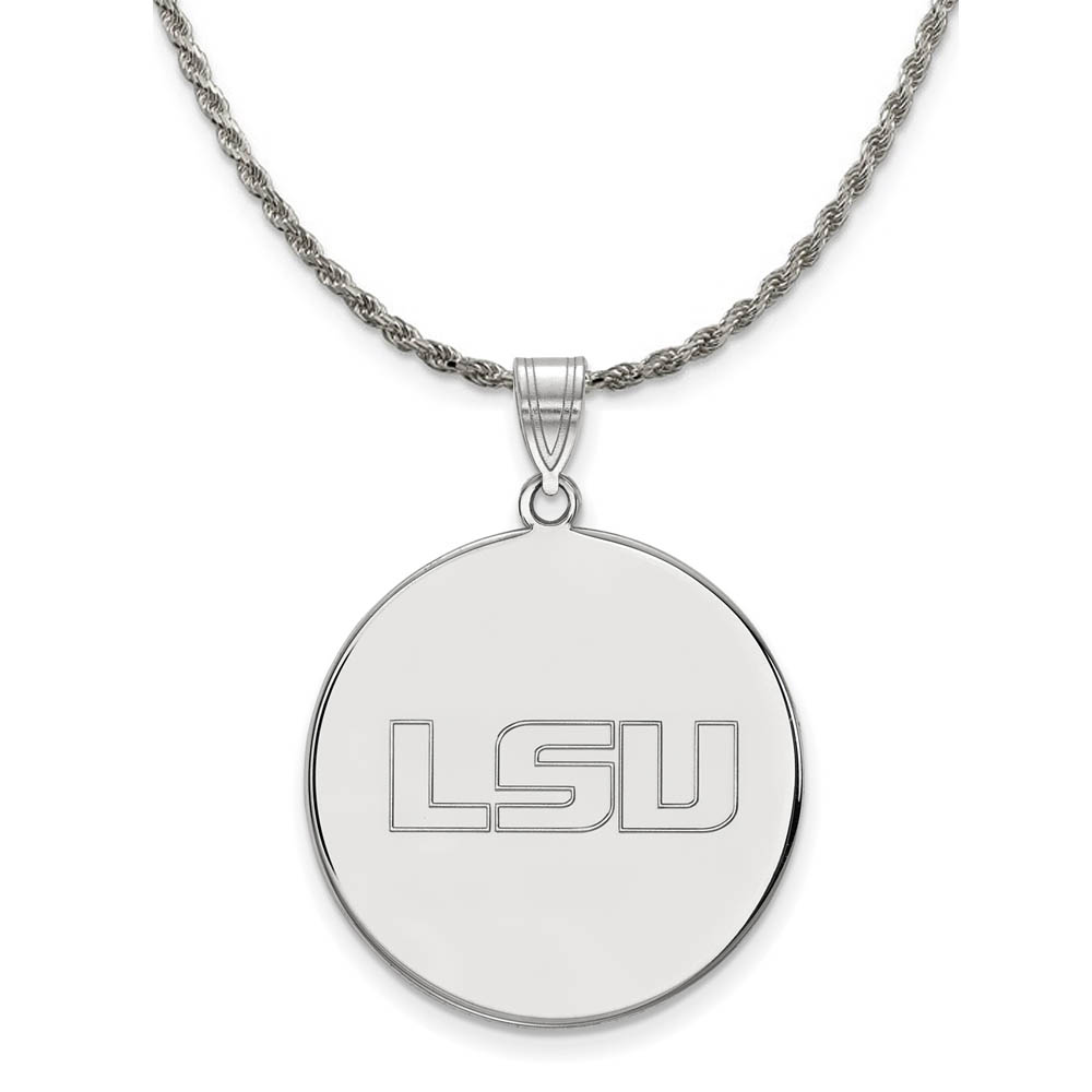 Sterling Silver Louisiana State Disc Pendant Necklace