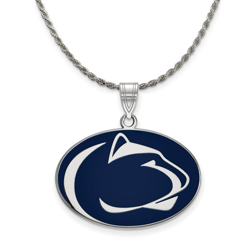 Sterling Silver Penn State Enamel Logo Pendant Necklace
