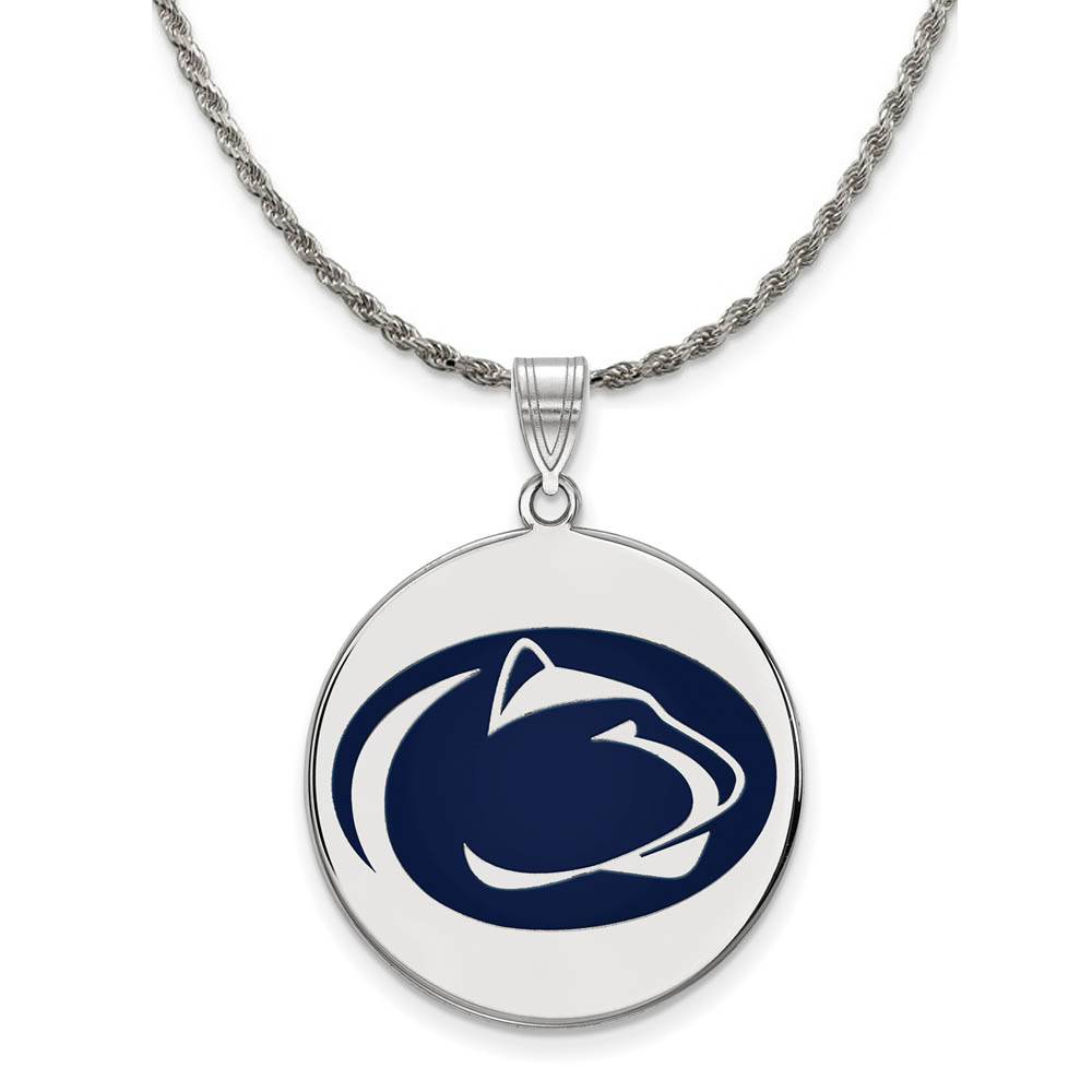 Sterling Silver Penn State Enamel Logo Disc Necklace
