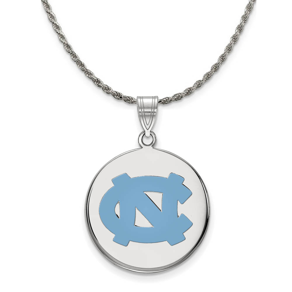 Sterling Silver North Carolina Enamel 'NC' Disc Necklace