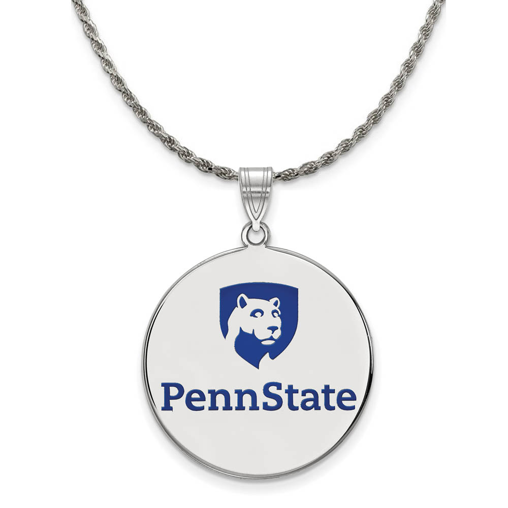 Sterling Silver Penn State Enamel Disc Pendant Necklace